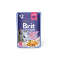 BRIT PREMIUM DELICATE FILLETS IN JELLY WITH CHICKEN KONSERVAI 85G KATĖMS
