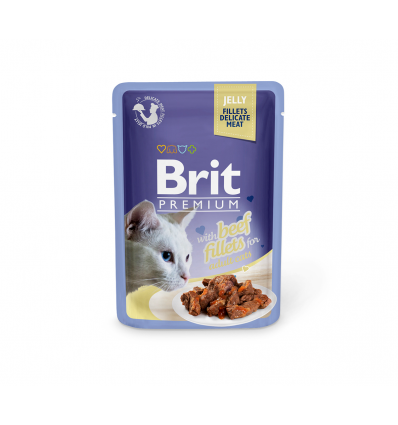 BRIT PREMIUM DELICATE FILLETS IN JELLY WITH BEEF 85G KATĖMS
