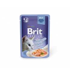 BRIT PREMIUM DELICATE FILLETS IN JELLY WITH SALMON 85G KATĖMS