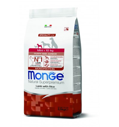 MONGE DRY DOG SPECIAL LINE - MINI PUPPY LAMB & RICE 2,5KG ŠUNIUKAMS