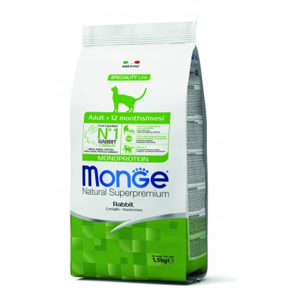 MONGE ADULT RABBIT MONOPROTEIN 1,5KG KATĖMS