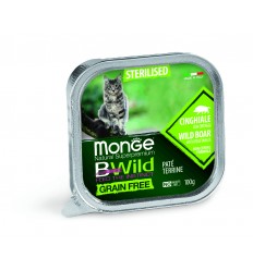 MONGE BWILD CAT GRAIN FREE ADULT STERILIZED BOAR VEGETABLES 100G KATĖMS