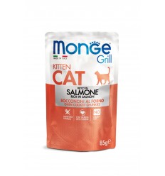 MONGE GRILL- CAT POUCHES KITTEN SALMON 85G KAČIUKAMS