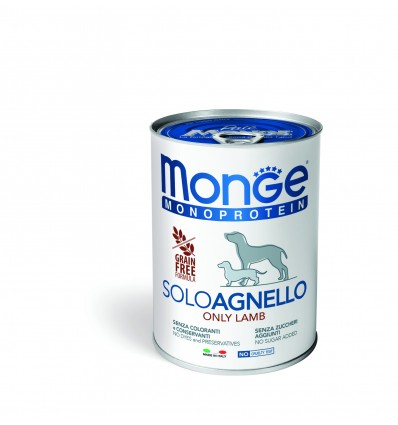 MONGE MONOPROTEICO "SOLO" - WET DOG PATE 100% LAMB 400G ŠUNIMS